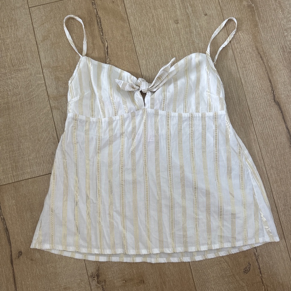 Like new Victorias Secret shiny gold/white tank top in size CS